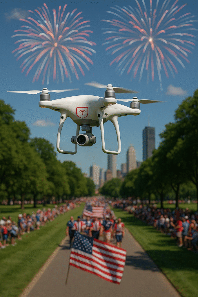 AI drone technology on Independence Day in 2025